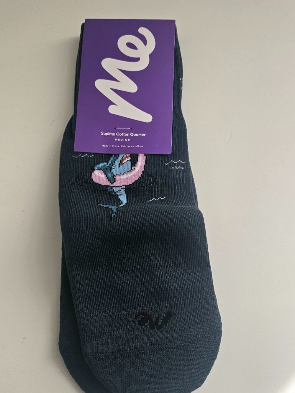 MeUndies Supima Cotton 1 Pair  Quarter Socks Pool Shark Size M NWT